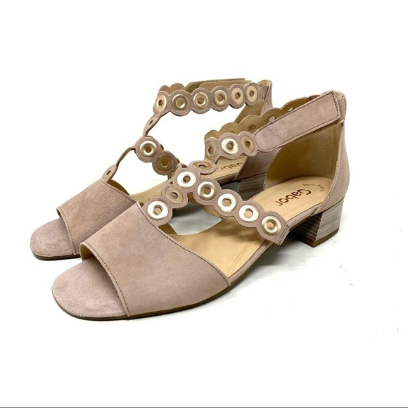 Gabor suede 81.721.14 comfort block heel sandals antikrosa - Picture 2 of 9